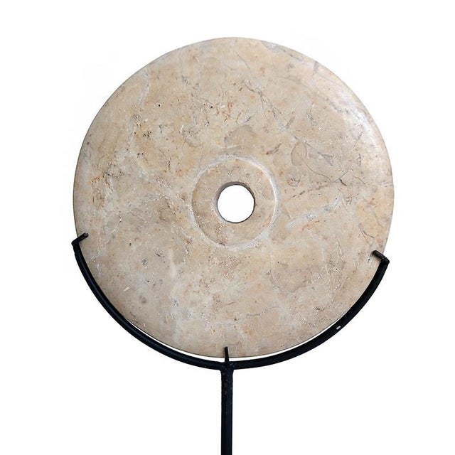 Hand-Carved Indonesian Marble Disk on Stand For Sale In New York - Image 6 of 15