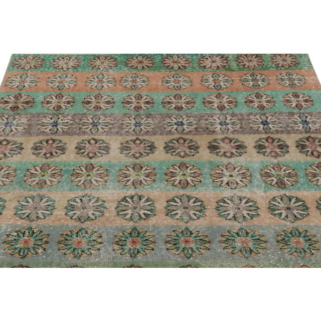 Rug & Kilim Vintage Distressed Rug, Polychromatic Geometric Floral Motifs - Rug & Kilim For Sale - Image 4 of 8