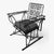 A set of black 1950s Mid-Century Woodard style wrought iron wire patio/outdoor seating featuring a Glider lounge chair and...