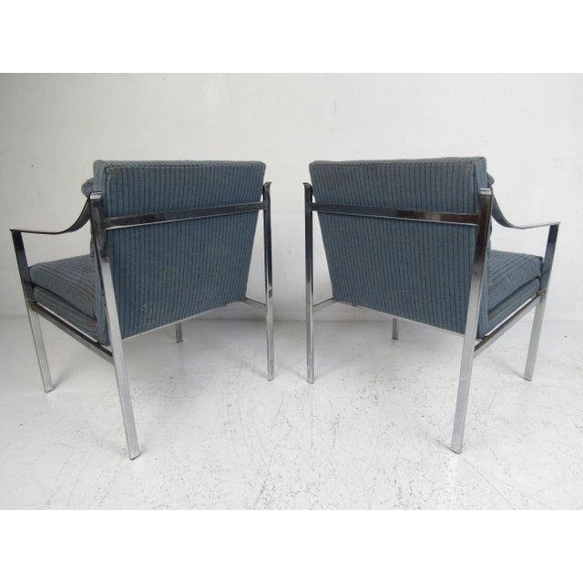 Dark Gray 1970s Pair of Mid-Century Modern Chrome Lounge Chairs - 2 Pieces For Sale - Image 8 of 12