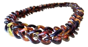 1970s Vintage Mid Century Modern Oversized Lucite Brown Resin Faux Tortoiseshell Chunky Chain Necklace