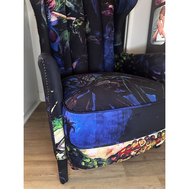 2020s High-Back Manor Velvet Lounge Chair For Sale - Image 5 of 10