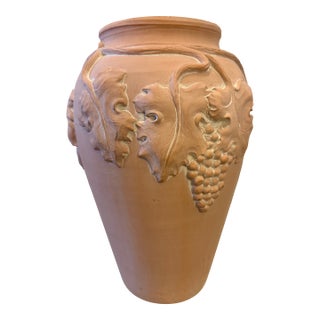 Grape Clusters & Leaves Plaster Vase From 80's For Sale