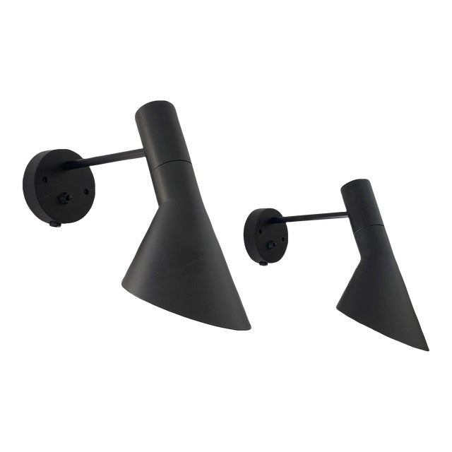 Danish Modern Arne Jacobsen Black Aj Wall Sconces For Sale