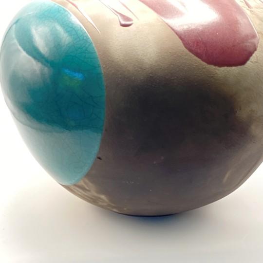 Tony Evans Raku Pottery Vase/Urn 13” Diameter (Signed and Numbered #127) For Sale - Image 9 of 18