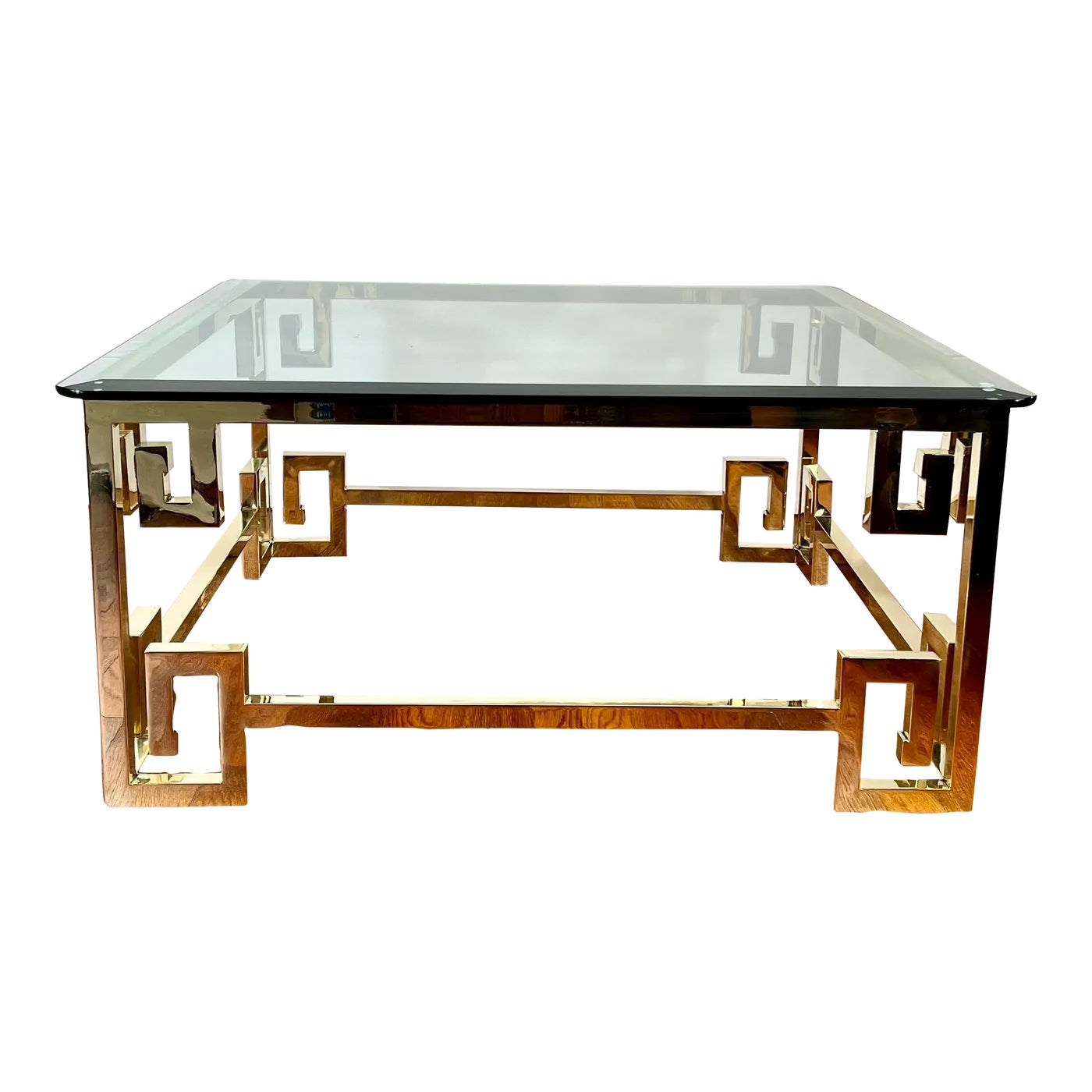 Mastercraft Brass Coffee Table Greek Key Accent Chairish