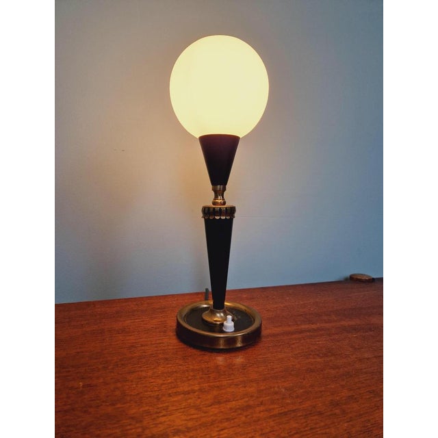 Table Lamp in Black Lacquered Metal, 1950s For Sale - Image 4 of 17