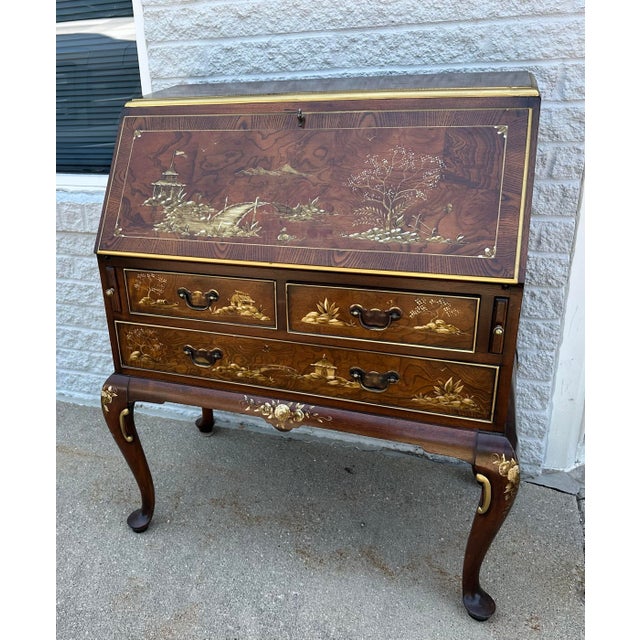 Vintage Hekman Chinoiserie Secretary Desk For Sale - Image 9 of 9