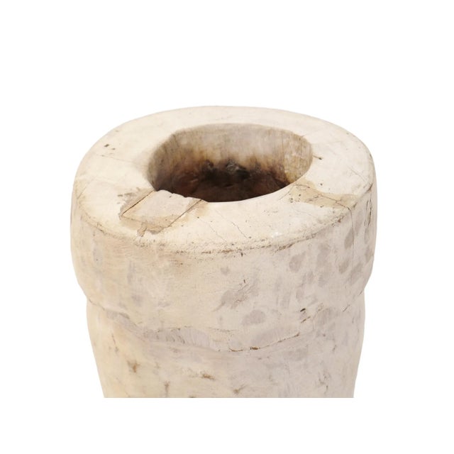 Rustic Old Sun Bleached Wood Butter Pot For Sale - Image 3 of 7