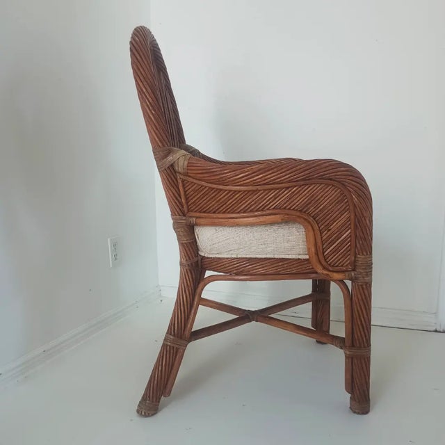 1970s Vintage Pencil Reed Bamboo Dining Chairs - Set of 4 For Sale - Image 10 of 12