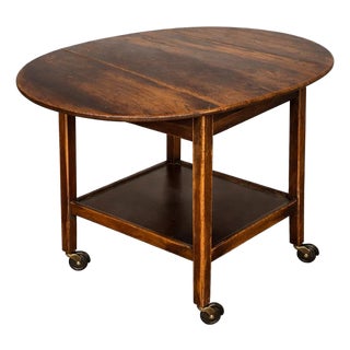 Antique Oak Folding Drinks Trolley on Castors For Sale