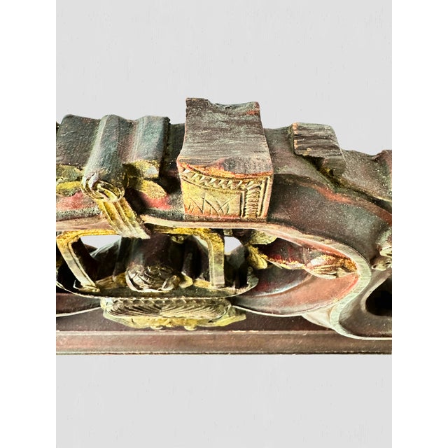 Antique Chinese Carved and Painted Mirror For Sale - Image 10 of 12