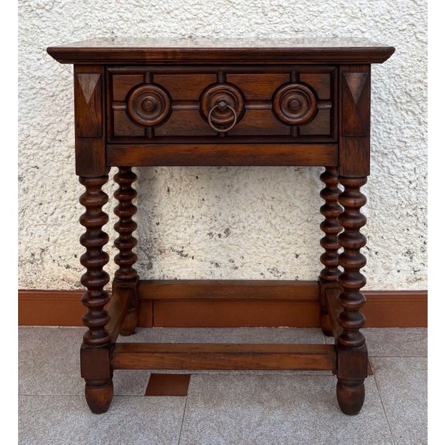 1950s Spanish Carved Wood Side Table, Mid 20th-Century For Sale - Image 5 of 12