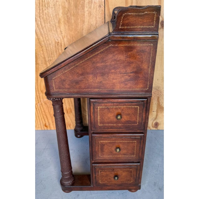 Regency Style Leather Wrapped Davenport Desk, Atrib. Maitland-Smith For Sale - Image 10 of 12