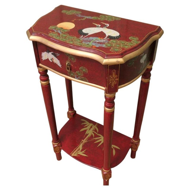 Paint Red Lacquer Chinoiserie Side Table, 1920 For Sale - Image 7 of 7