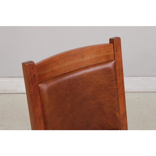 Set of 4 Stickley Mission Cherry Leather Dining Chairs For Sale In Philadelphia - Image 6 of 18