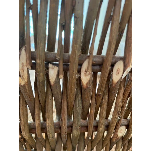 Vintage English-Style Split-Lid Willow Basket For Sale - Image 11 of 14