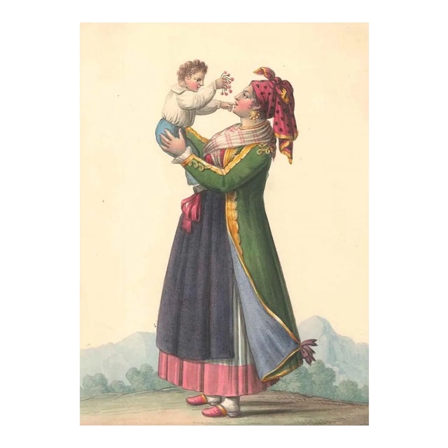 Costume di Procida - Watercolor by M. De Vito - 1820 ca. 1820 c.a. For Sale