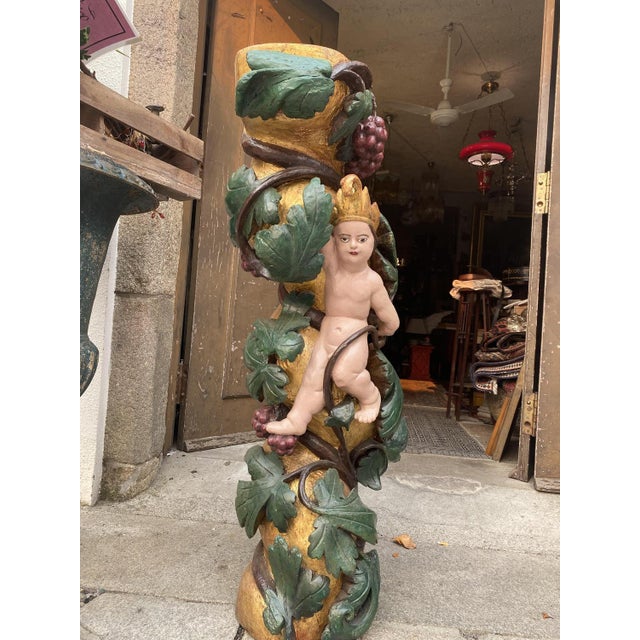 Antique Gilded Wooden Column, 1800s For Sale - Image 5 of 18