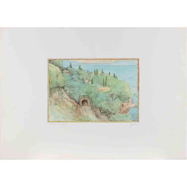 Giovanni Gromo, Countryside, Etching, 1980s For Sale