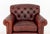 Modern George Smith Red Leather Upholstered Club Chair For Sale - Image 3 of 7