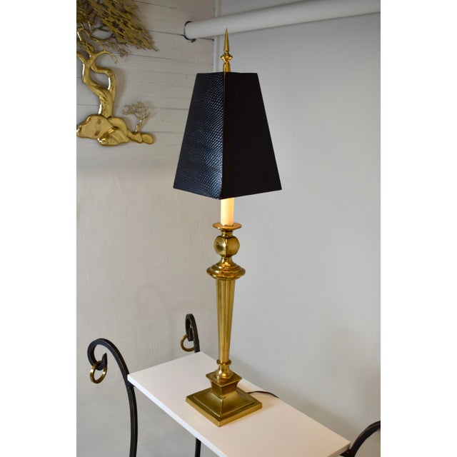 Gold Mutual Sunset Lamp Corporation Brass Hollywood Regency Lamps, Pair For Sale - Image 8 of 10