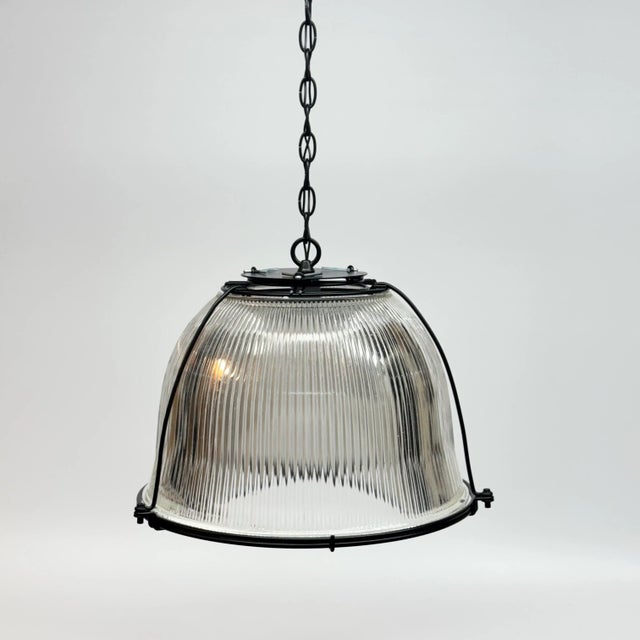 1970s Pair of Halophane Pendant Lights For Sale - Image 4 of 8