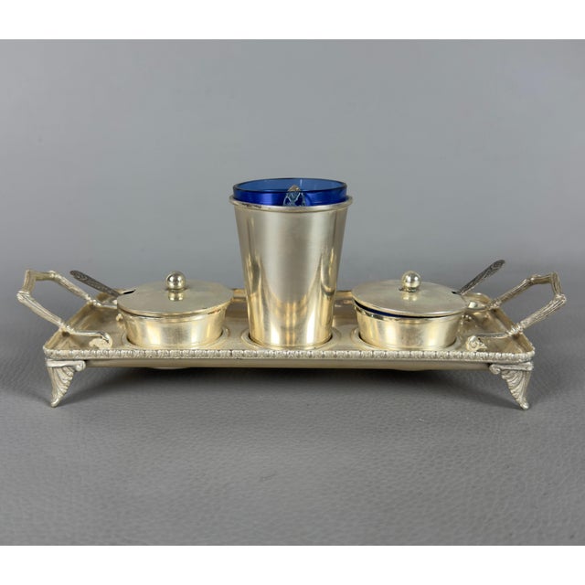 800 Silver Salt and Pepper Sticks in Blue Glass from Artigianato Italiano, Set of 7 For Sale - Image 3 of 15
