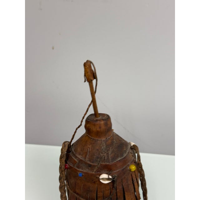 Handcrafted Nubian/Egyptian Leather Kohl Eyeliner Jar With Cowrie Shells For Sale - Image 12 of 12