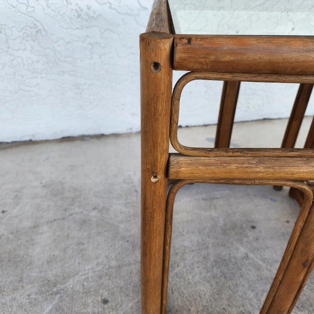 Franco Albini Style Bamboo Nesting Tables For Sale - Image 14 of 14