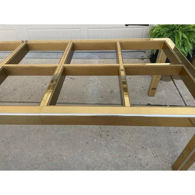 Modern Hollywood Regency Brass & Glass Dining Table by Mastercraft For Sale - Image 3 of 11