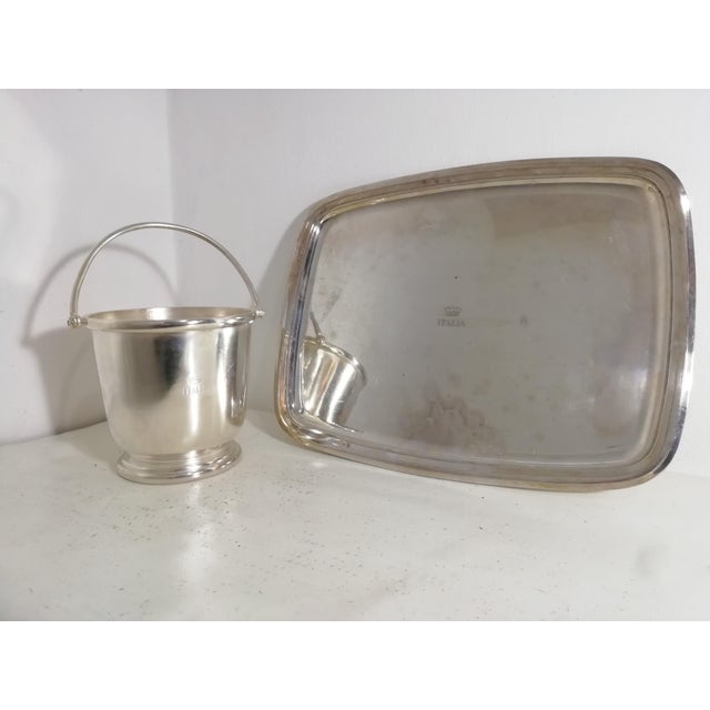 Mid-Century Modern Vintage Italian Tray and Ice Bucket, 1930s, Set of 2 For Sale - Image 3 of 10