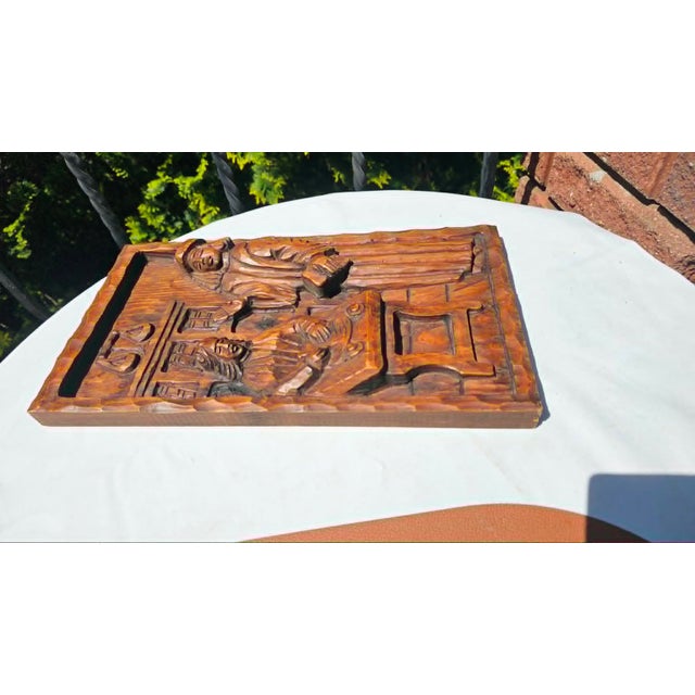 Wood Art Deco Wooden Pharmacy Plaque with Carved Bas-Relief, 1920s For Sale - Image 7 of 9