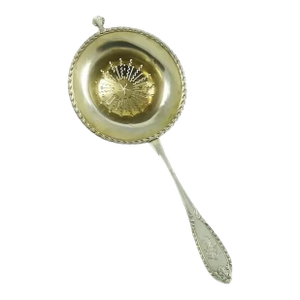 Antique French Sterling Silver Tea Strainer, Gilt Interior