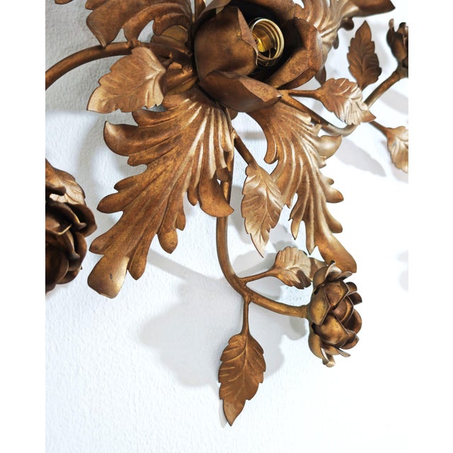 Hollywood Regency Gilded Metal Wall Lamps, Italy, 1960s, Set of 2 For Sale - Image 16 of 17