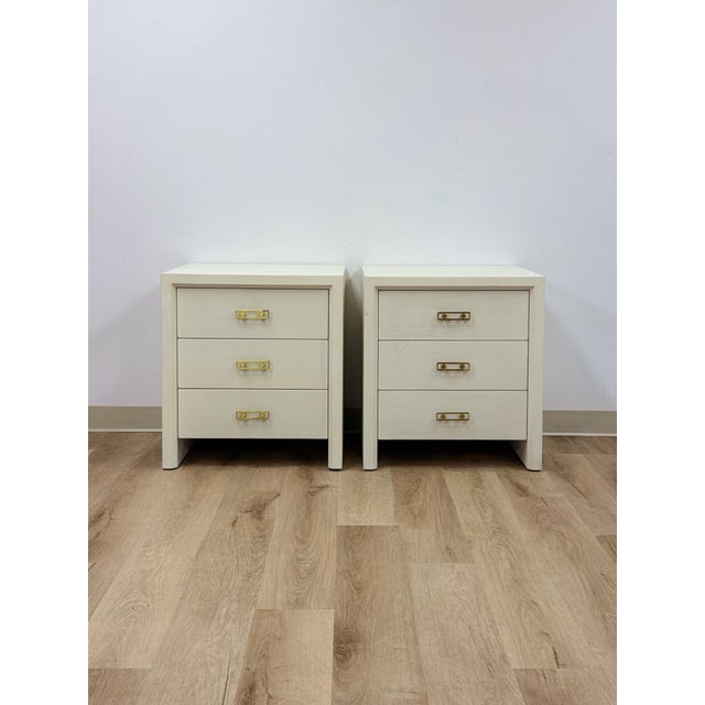 This pair of contemporary nightstands from Mitchell Gold + Bob Williams offers a clean, tailored silhouette finished in...