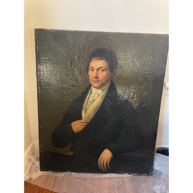 Wood Antique Oil Portrait of a Gentleman, Vienna 1814, Original Canvas, Austrian Biedermeier Era - Unsigned For Sale - Image 7 of 7