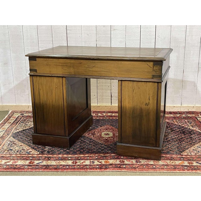 English Desk in Walnut with Oak and Leather Top For Sale - Image 15 of 18