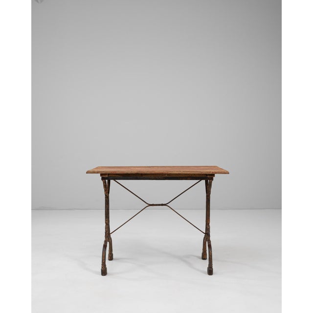1900s French Bistro Table With Base Cast Iron & Wooden Top For Sale - Image 16 of 18