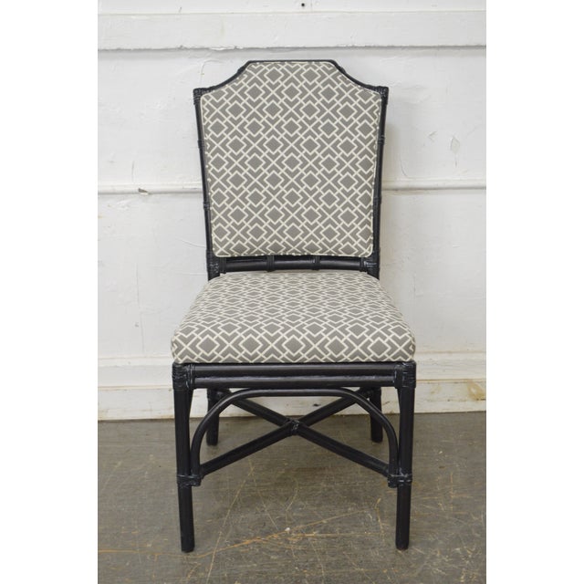 Palecek Pavilion Custom Upholstered Pole Rattan Dining Chairs Set of