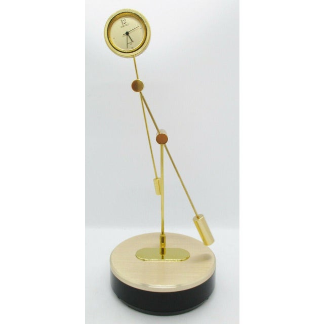 Vintage Seiko Quf103g Pendulum Desk Clock in Articulated Gold