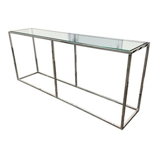 Modern Chrome + Glass Console Table For Sale