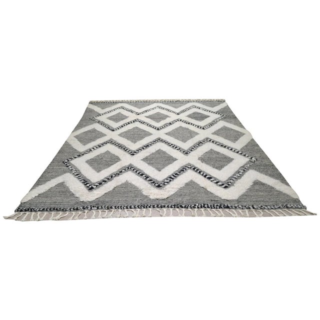 New Moroccan Modern Hand Knotted Wool Rug, 9x11'9 For Sale - Image 4 of 5
