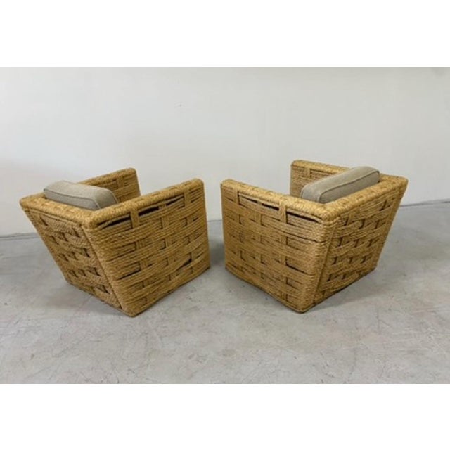 1950s Authentic Adrien Audoux and Frida Minnet Rope Chairs Signed For Sale - Image 5 of 8