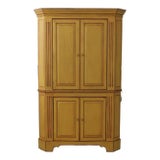 Primitive Style Paint Decorated Corner Cabinet Cupboard For Sale