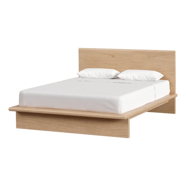 Halmstad Wood Platform Queen Bed, Blonde Oak For Sale