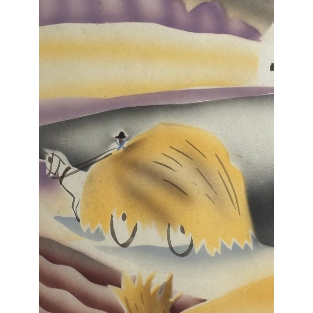 Mid-century modern airbrushed landscape wall art produced by Turner Manufacturing Company in Chicago, circa 1950....