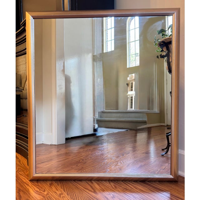 Contemporary Transitional Brushed Silver Finish Solid Large Wall Mirror For Sale - Image 4 of 11