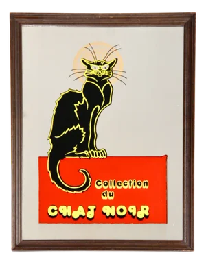 Vintage Art Deco Advertising Mirror Chat Noir, 1960s