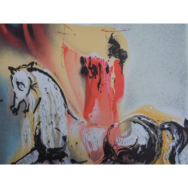 Modern Salvador Dali, The Horses, The Christian Knight, Signed Lithograph For Sale - Image 3 of 7